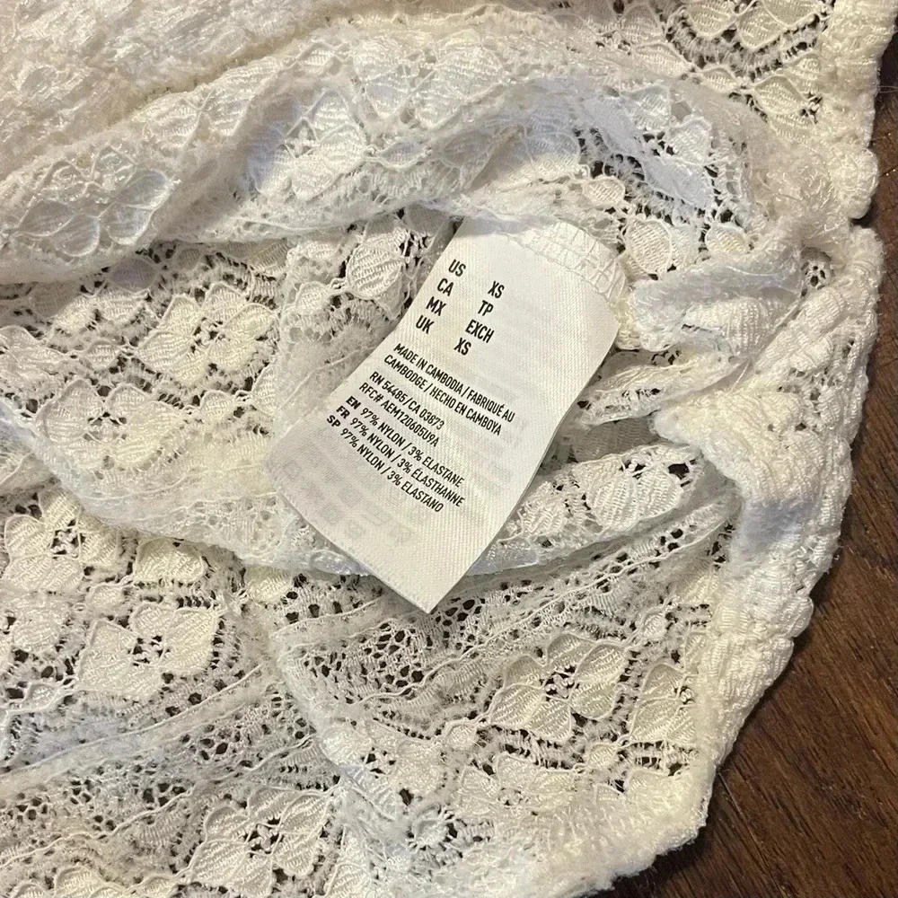 American Eagle Outfitters White Crochet Coquette Lace Blouse - Picture 7 of 9